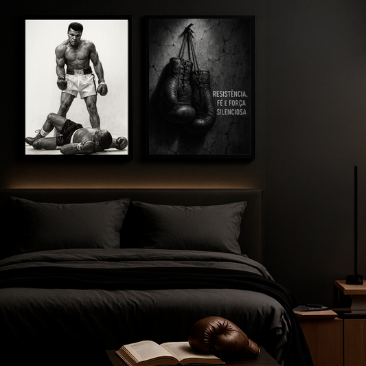 KIT 2 QUADROS - Muhammad Ali | Resistência em Forma de Lenda